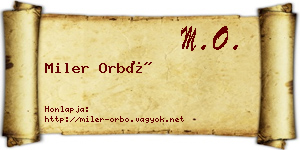 Miler Orbó névjegykártya